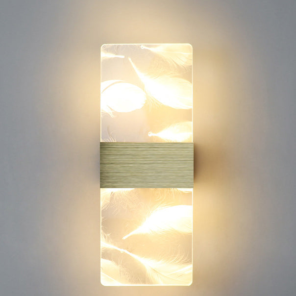 Modern Minimalist Rechteck Feder Himmel Acryl Aluminium LED Wand Sconces Lampe Für Wohnzimmer