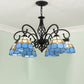 Frendorf | VitraGleam Tiffany Hängelampe | Konischer Buntglas Kronleuchter | 3/5/6/8 Lichter | Wohnzimmer Eleganz