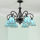 Frendorf | VitraGleam Tiffany Hängelampe | Konischer Buntglas Kronleuchter | 3/5/6/8 Lichter | Wohnzimmer Eleganz