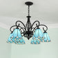 Frendorf | VitraGleam Tiffany Hängelampe | Konischer Buntglas Kronleuchter | 3/5/6/8 Lichter | Wohnzimmer Eleganz