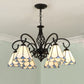 Frendorf | VitraGleam Tiffany Hängelampe | Konischer Buntglas Kronleuchter | 3/5/6/8 Lichter | Wohnzimmer Eleganz