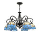 Frendorf | VitraGleam Tiffany Hängelampe | Konischer Buntglas Kronleuchter | 3/5/6/8 Lichter | Wohnzimmer Eleganz