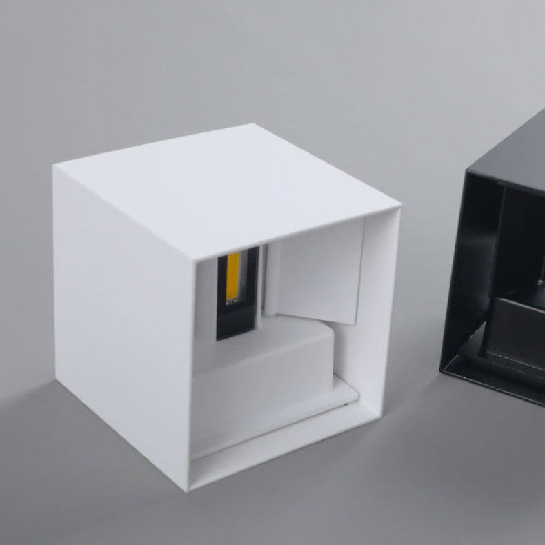 Moderne Minimalistische Wasserdichte Würfel Oben Unten Aluminium Glas Induktions-LED-Wandleuchte Lampen Für Schlafzimmer