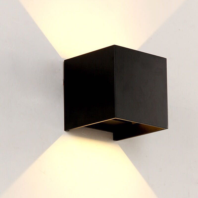Moderne Minimalistische Wasserdichte Würfel Oben Unten Aluminium Glas Induktions-LED-Wandleuchte Lampen Für Schlafzimmer