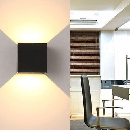 Moderne Minimalistische Wasserdichte Würfel Oben Unten Aluminium Glas Induktions-LED-Wandleuchte Lampen Für Schlafzimmer