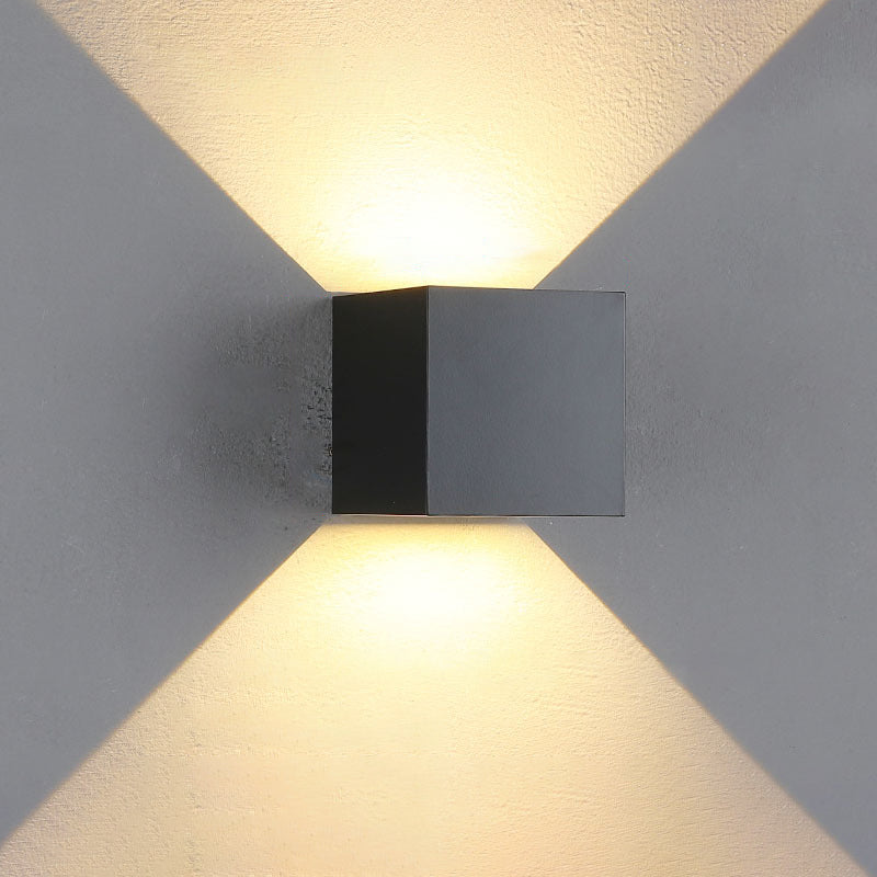 Moderne Minimalistische Wasserdichte Würfel Oben Unten Aluminium Glas Induktions-LED-Wandleuchte Lampen Für Schlafzimmer