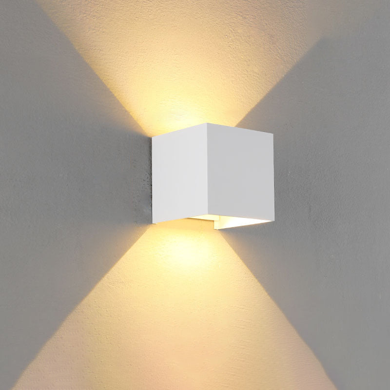 Moderne Minimalistische Wasserdichte Würfel Oben Unten Aluminium Glas Induktions-LED-Wandleuchte Lampen Für Schlafzimmer