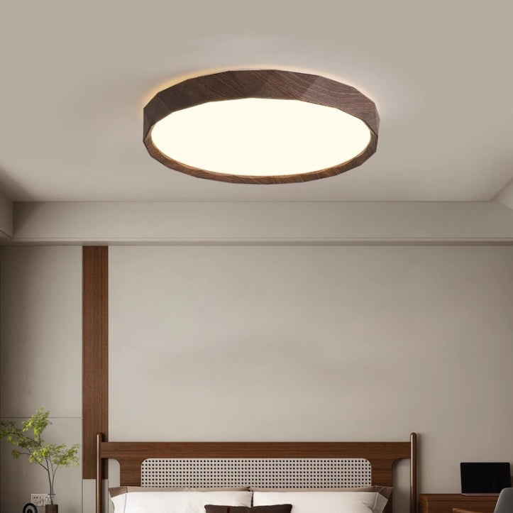 japanische Wassertransfer-Holzmaserung-Eisen-Acryl-LED-Deckenleuchte für das Wohnzimmer