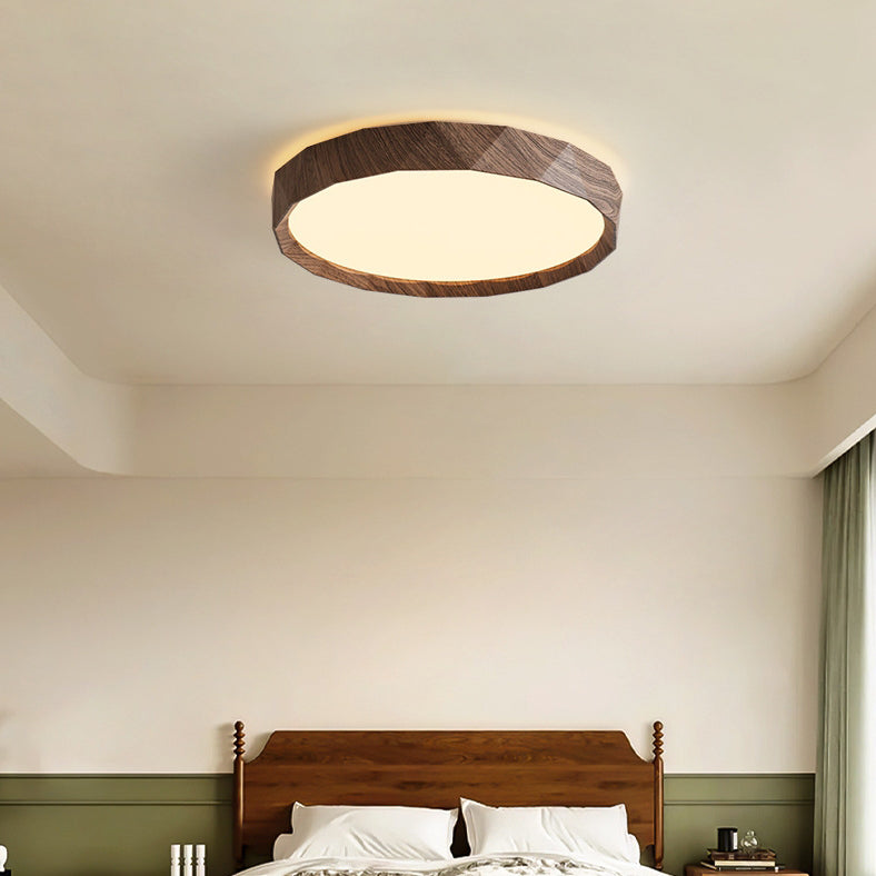 japanische Wassertransfer-Holzmaserung-Eisen-Acryl-LED-Deckenleuchte für das Wohnzimmer