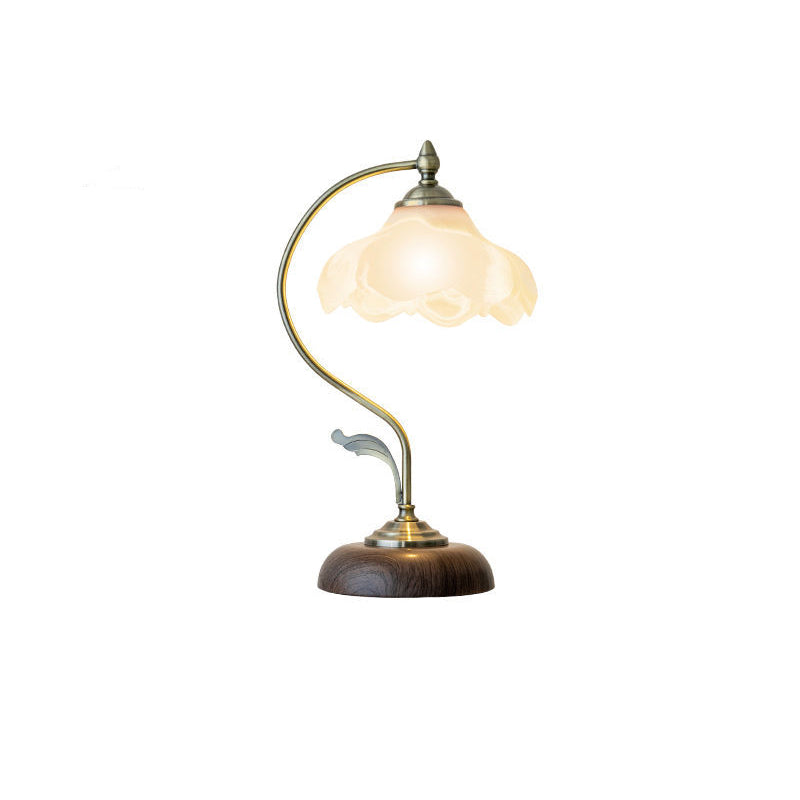 Frendorf | FloraArc Retro Tischlampe | Blumenmuster | Eisen, Glas & Keramik | 1 Licht | Stilvoll für Schlafzimmer