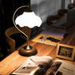 Frendorf | FloraArc Retro Tischlampe | Blumenmuster | Eisen, Glas & Keramik | 1 Licht | Stilvoll für Schlafzimmer