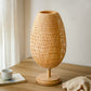 Frendorf | Bamboro Japanisches Design Tischlampe | Handgefertigte Bambus-Weberei | Holz & Metall | Schlafzimmerbeleuchtung