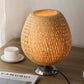 Frendorf | Bamboro Japanisches Design Tischlampe | Handgefertigte Bambus-Weberei | Holz & Metall | Schlafzimmerbeleuchtung