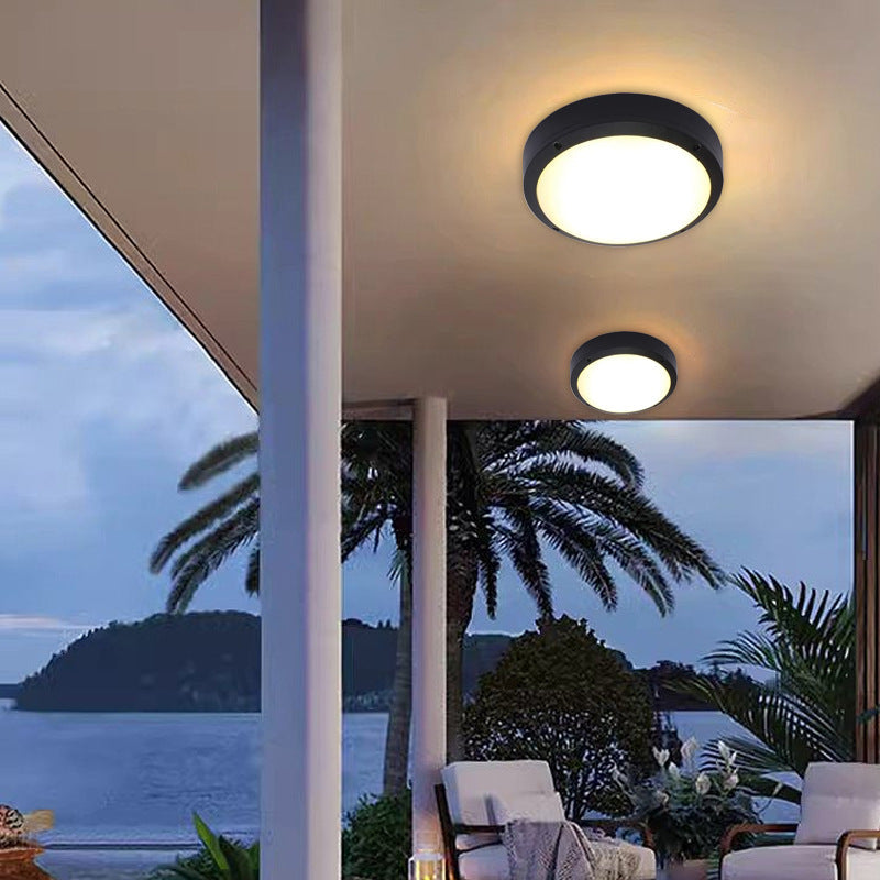 Moderne minimalistische wasserdichte runde Aluminium-Acryl-LED-Außen-Deckenleuchte für den Garten