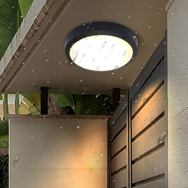 Moderne minimalistische wasserdichte runde Aluminium-Acryl-LED-Außen-Deckenleuchte für den Garten