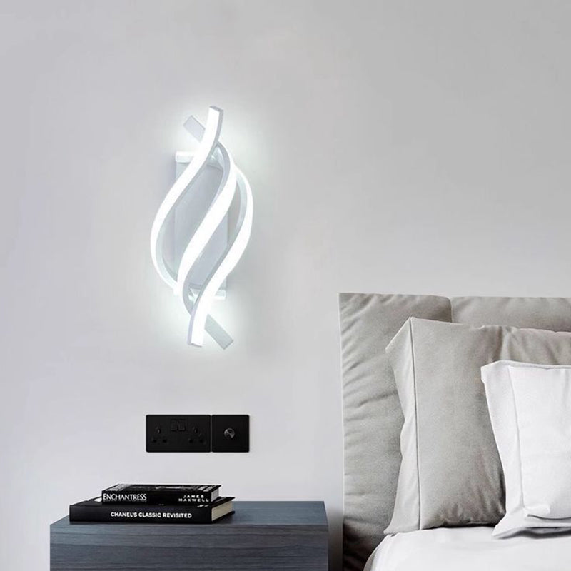 Zeitgenössische Nordische Spiral Eisen Silikon LED Wandleuchte für Schlafzimmer