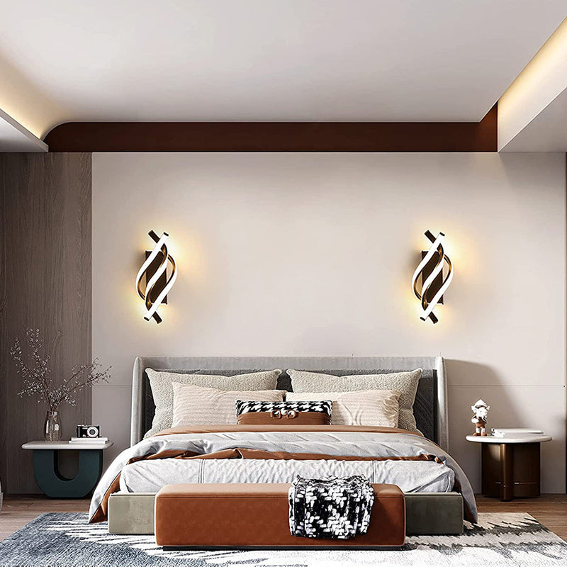 Zeitgenössische Nordische Spiral Eisen Silikon LED Wandleuchte für Schlafzimmer