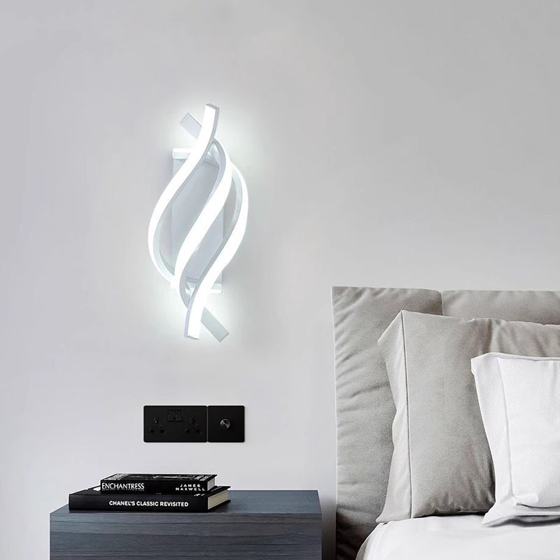 Zeitgenössische Nordische Spiral Eisen Silikon LED Wandleuchte für Schlafzimmer