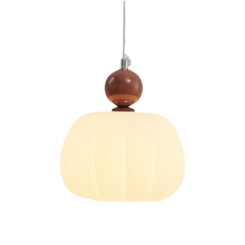 nordische runde Kürbisform Hardware PE 1-Licht Pendelleuchte für das Schlafzimmer