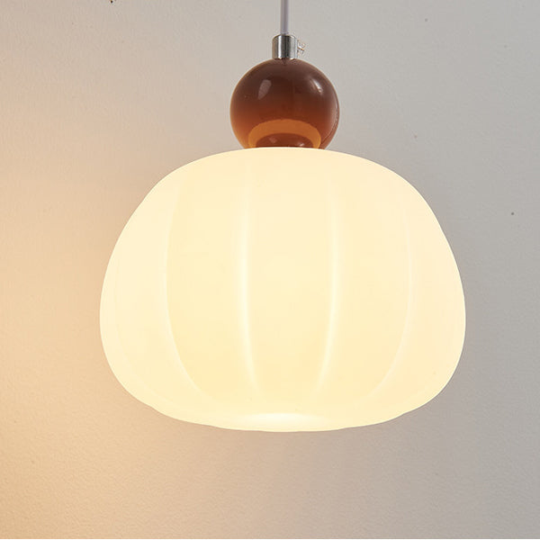 nordische runde Kürbisform Hardware PE 1-Licht Pendelleuchte für das Schlafzimmer