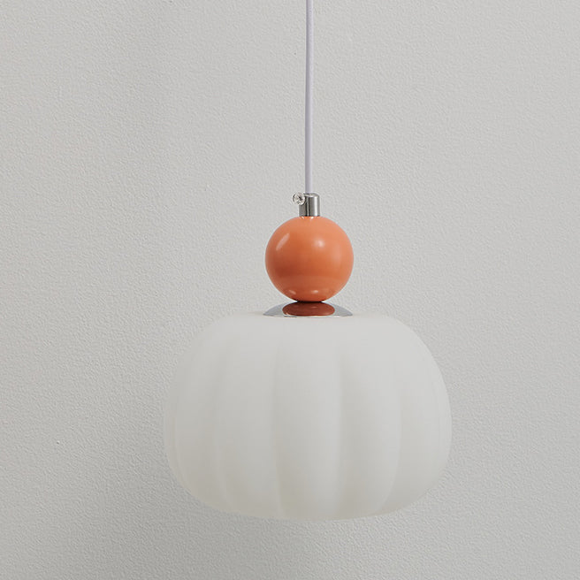 nordische runde Kürbisform Hardware PE 1-Licht Pendelleuchte für das Schlafzimmer