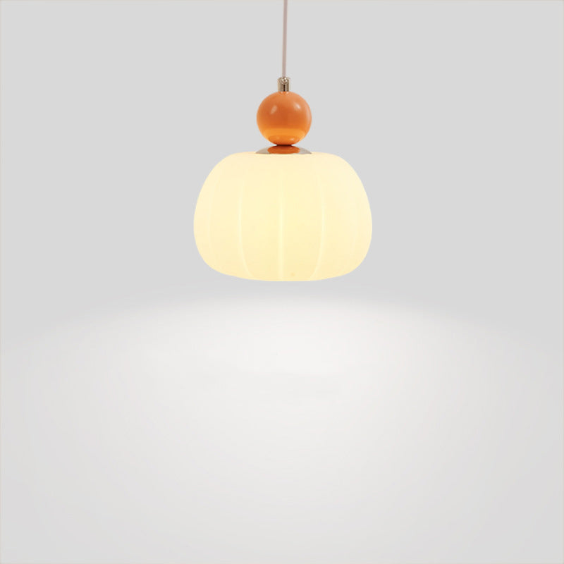 nordische runde Kürbisform Hardware PE 1-Licht Pendelleuchte für das Schlafzimmer
