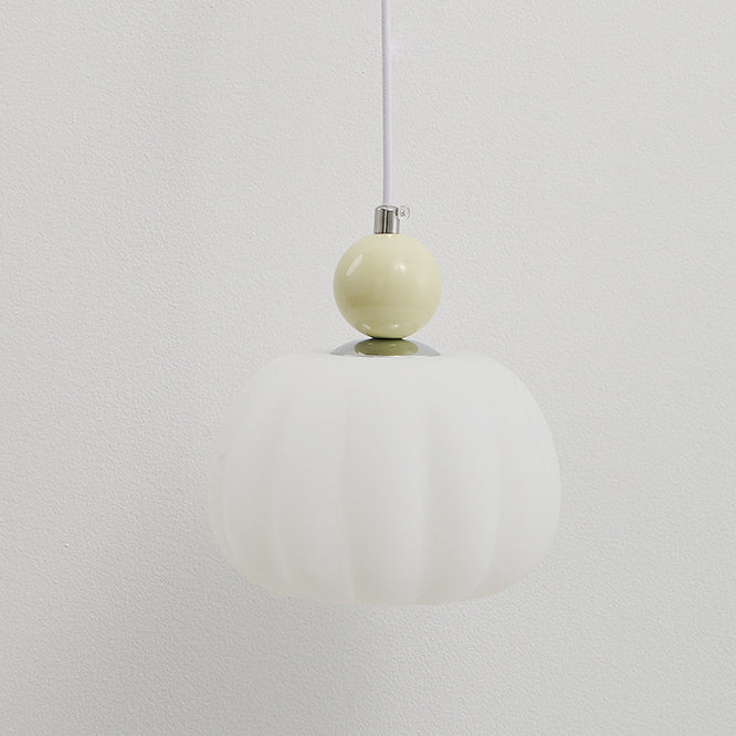 nordische runde Kürbisform Hardware PE 1-Licht Pendelleuchte für das Schlafzimmer