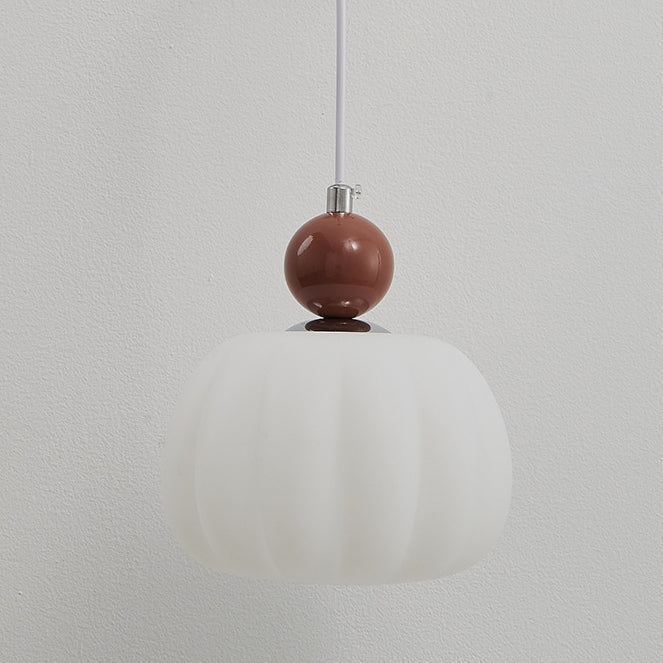 nordische runde Kürbisform Hardware PE 1-Licht Pendelleuchte für das Schlafzimmer