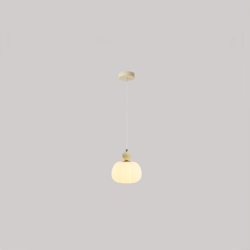 nordische runde Kürbisform Hardware PE 1-Licht Pendelleuchte für das Schlafzimmer