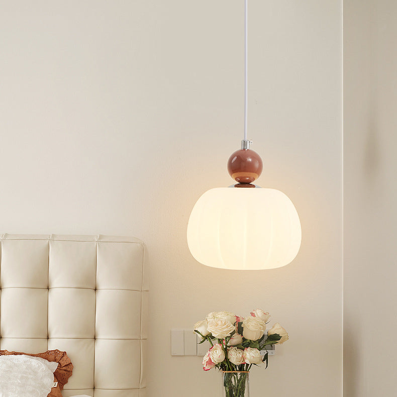 nordische runde Kürbisform Hardware PE 1-Licht Pendelleuchte für das Schlafzimmer