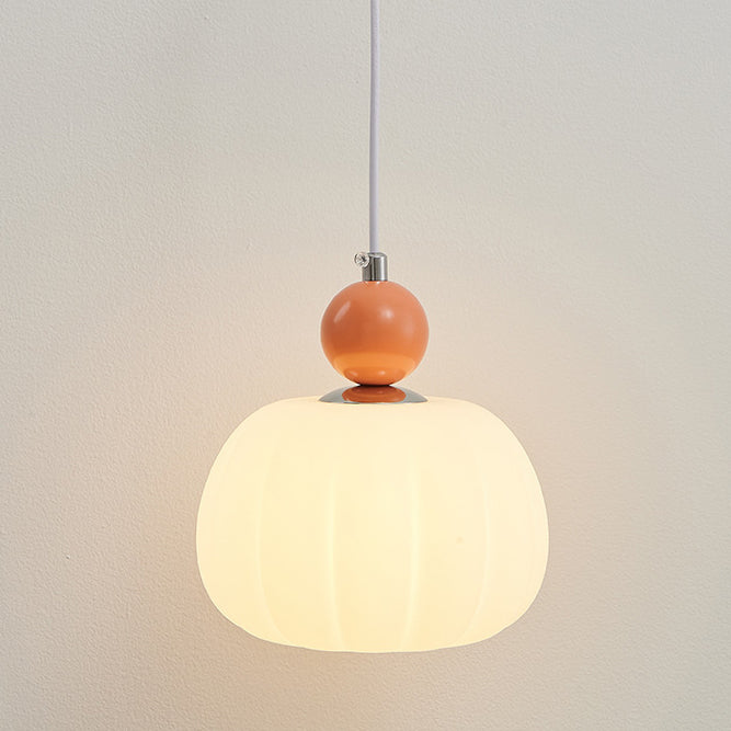 nordische runde Kürbisform Hardware PE 1-Licht Pendelleuchte für das Schlafzimmer