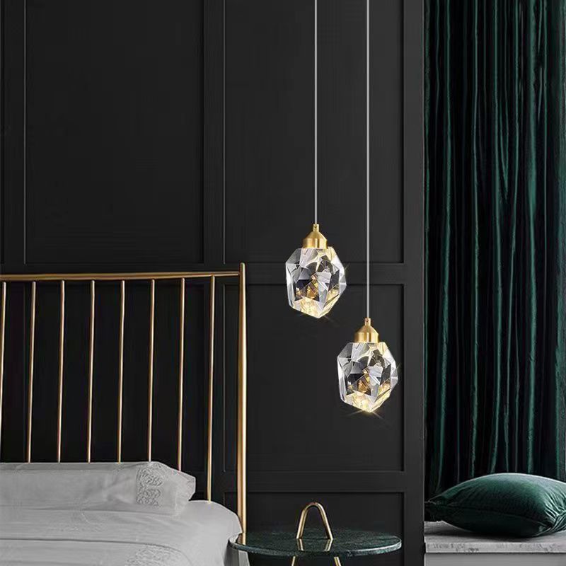 Luxus Diamant Würfel Kristall Eisen LED Pendelleuchte Für Schlafzimmer