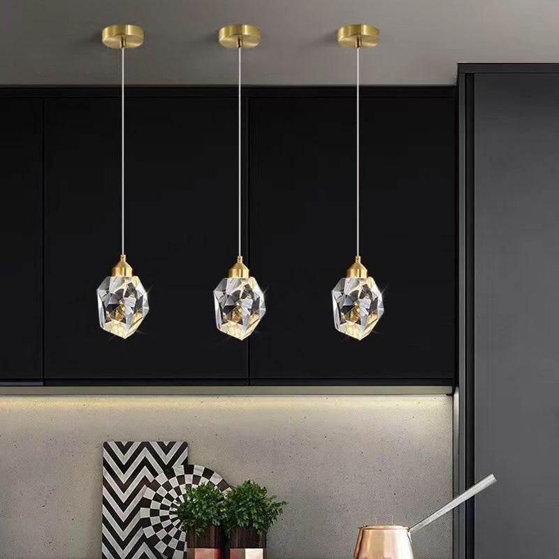 Luxus Diamant Würfel Kristall Eisen LED Pendelleuchte Für Schlafzimmer