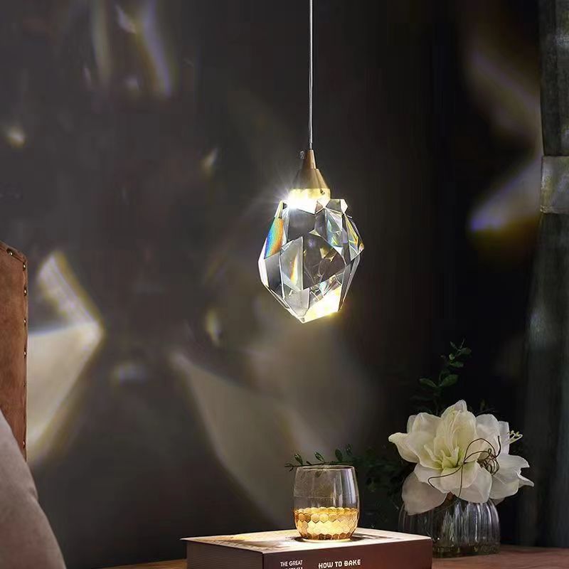Luxus Diamant Würfel Kristall Eisen LED Pendelleuchte Für Schlafzimmer