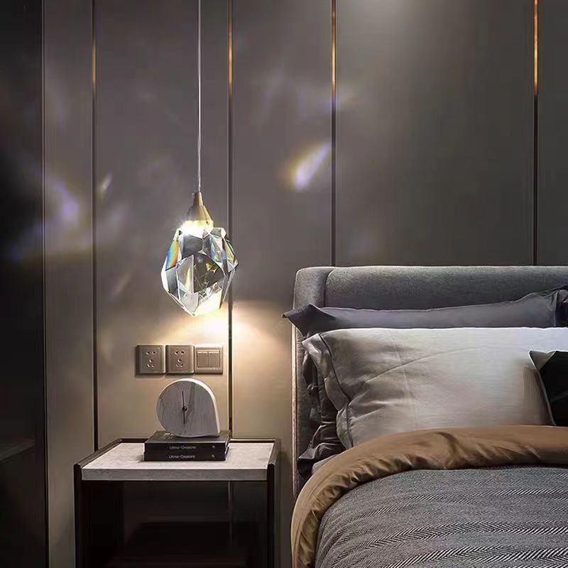 Luxus Diamant Würfel Kristall Eisen LED Pendelleuchte Für Schlafzimmer
