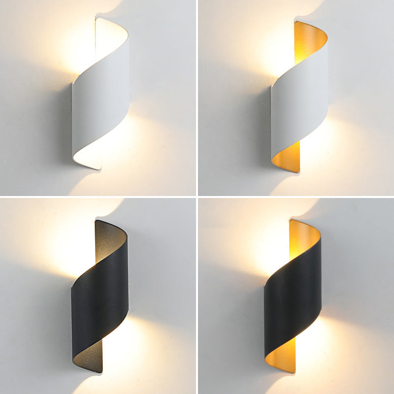Moderne Minimalistische Wasserdichte Spiral Aluminium Acryl LED Wandleuchte für Schlafzimmer