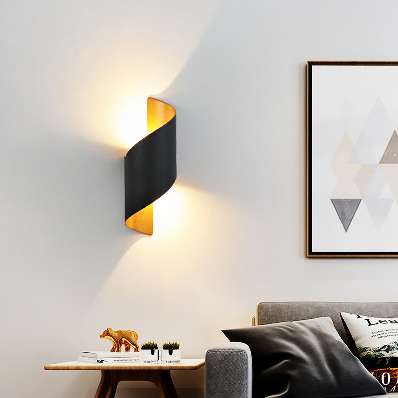 Moderne Minimalistische Wasserdichte Spiral Aluminium Acryl LED Wandleuchte für Schlafzimmer