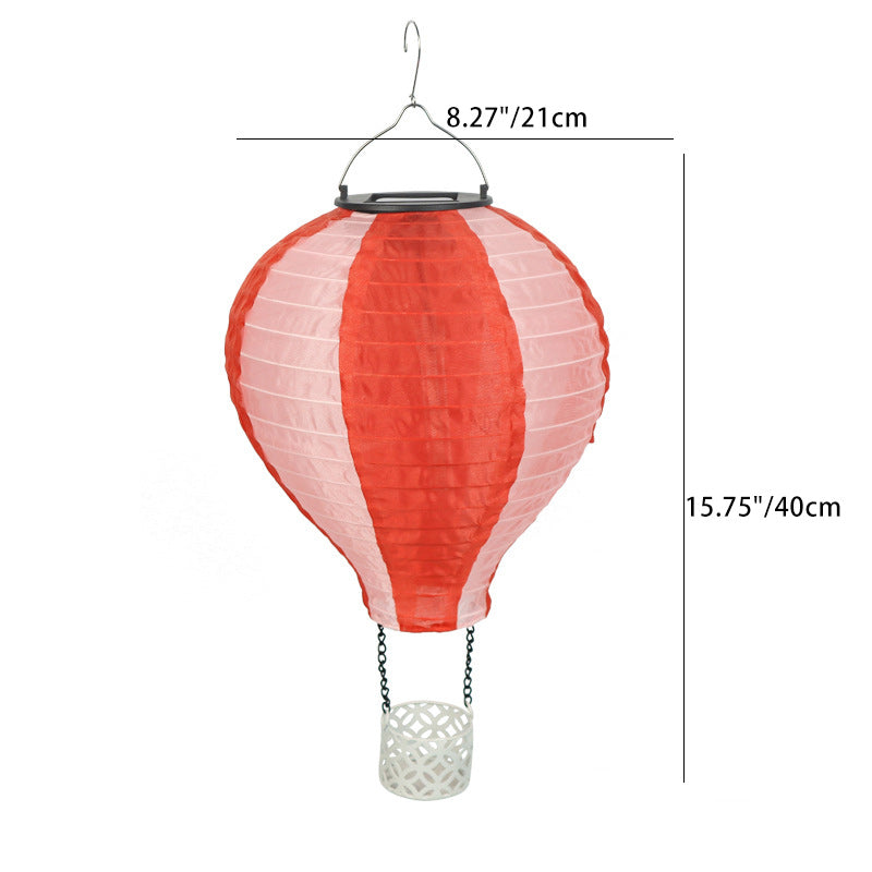 Zeitgenössischer kreativer Solar-Heißluftballon-Stoffschirm LED Außenpendelleuchte für Terrasse draußen