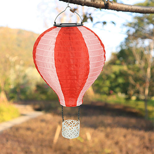 Zeitgenössischer kreativer Solar-Heißluftballon-Stoffschirm LED Außenpendelleuchte für Terrasse draußen