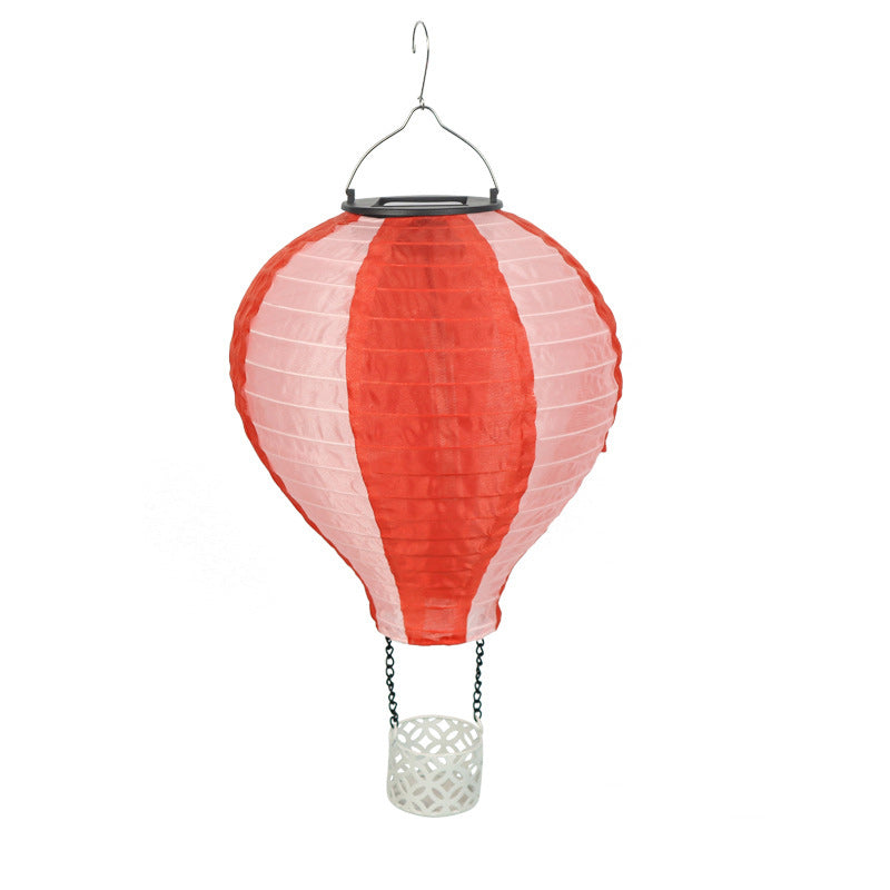 Zeitgenössischer kreativer Solar-Heißluftballon-Stoffschirm LED Außenpendelleuchte für Terrasse draußen