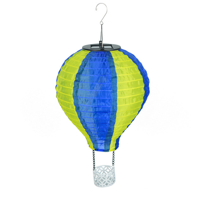 Zeitgenössischer kreativer Solar-Heißluftballon-Stoffschirm LED Außenpendelleuchte für Terrasse draußen