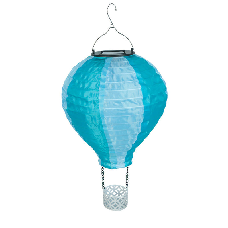 Zeitgenössischer kreativer Solar-Heißluftballon-Stoffschirm LED Außenpendelleuchte für Terrasse draußen
