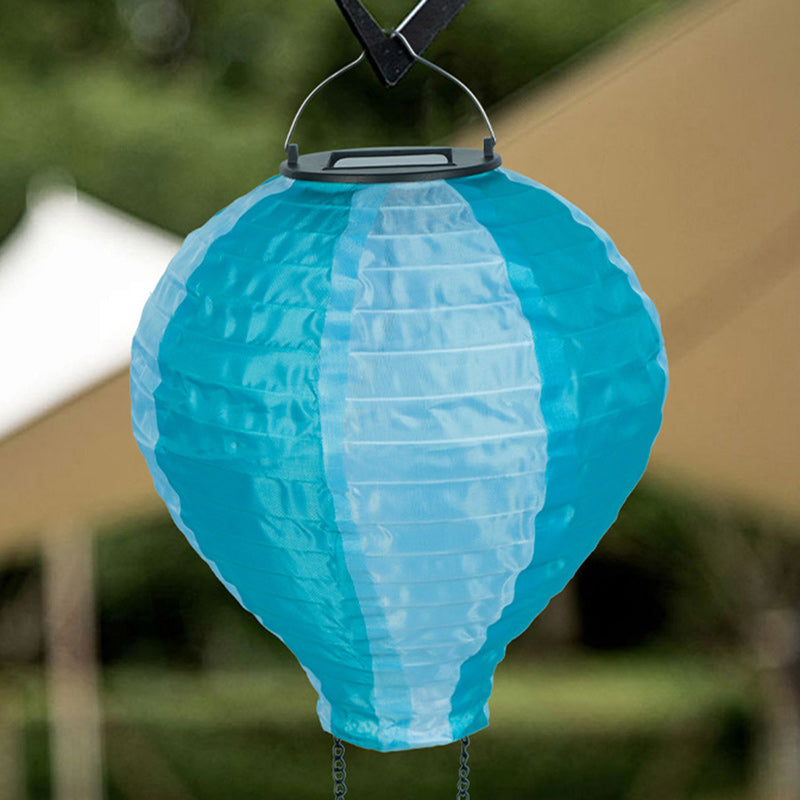 Zeitgenössischer kreativer Solar-Heißluftballon-Stoffschirm LED Außenpendelleuchte für Terrasse draußen