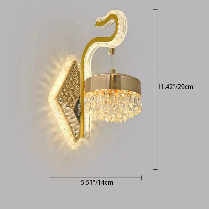 Zeitgenössische Luxus Gebogene Kristall Acryl LED Wandlampe Für Wohnzimmer