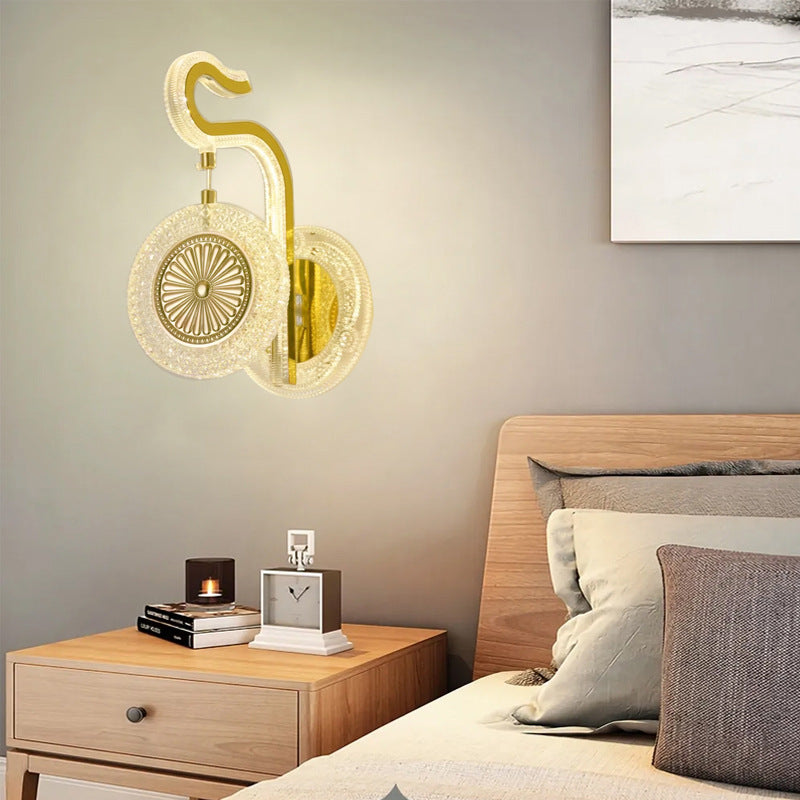Zeitgenössische Luxus Gebogene Kristall Acryl LED Wandlampe Für Wohnzimmer