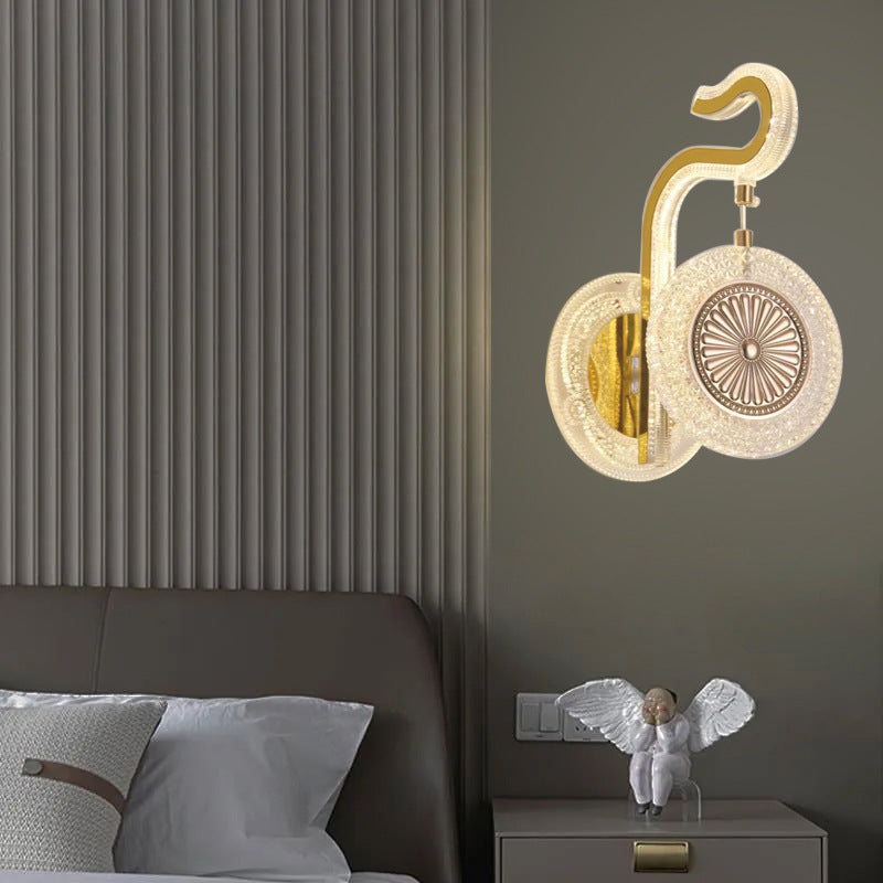 Zeitgenössische Luxus Gebogene Kristall Acryl LED Wandlampe Für Wohnzimmer
