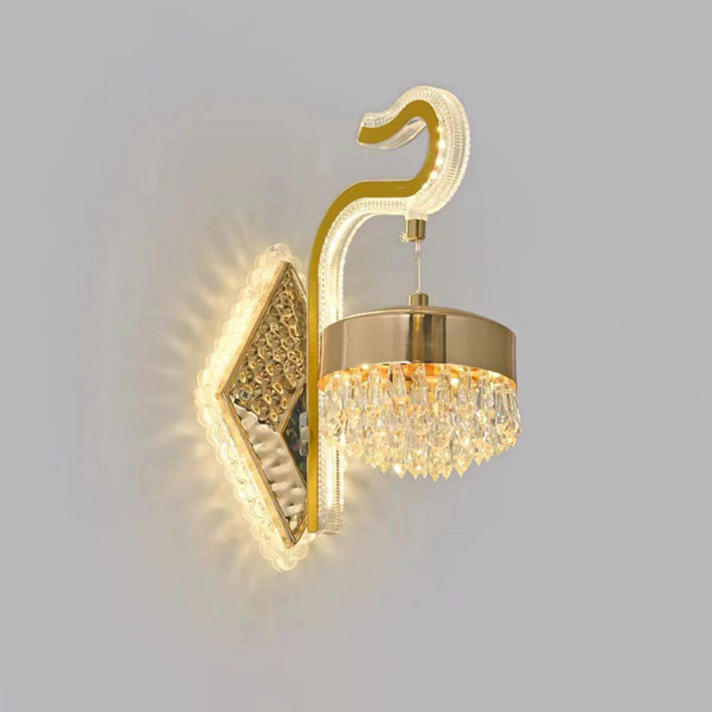 Zeitgenössische Luxus Gebogene Kristall Acryl LED Wandlampe Für Wohnzimmer