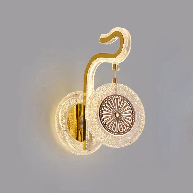 Zeitgenössische Luxus Gebogene Kristall Acryl LED Wandlampe Für Wohnzimmer