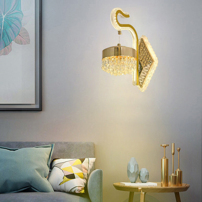 Zeitgenössische Luxus Gebogene Kristall Acryl LED Wandlampe Für Wohnzimmer