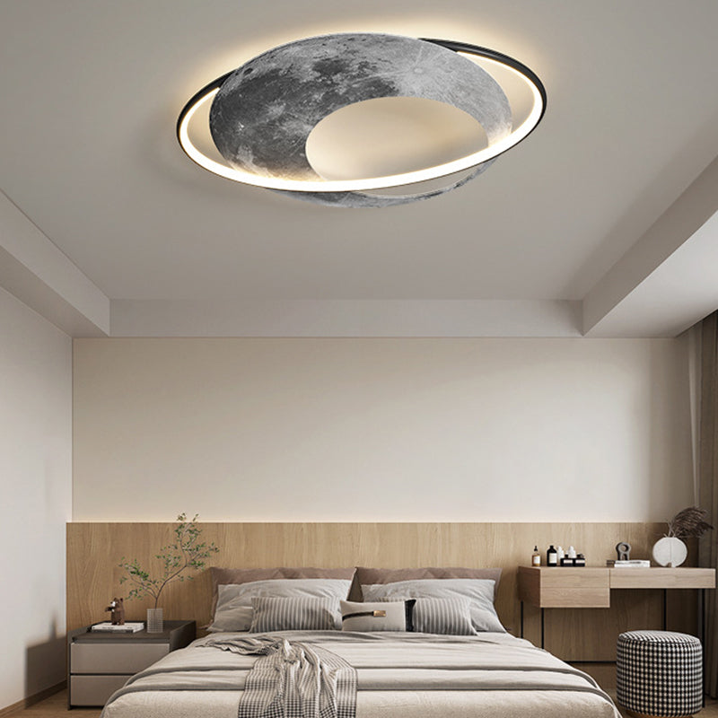 Zeitgenössische kreative Planet Aluminium Acryl LED Deckenleuchte für das Schlafzimmer